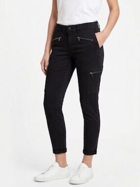 Ann Taylor Black Skinny Ankle Pants  Zip Pocket‎ Utility Style | Size 6 Petite